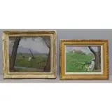 Victor C. Anderson, Esther in Summer, 2 Oils of Children in Landscape