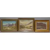 Victor C. Anderson, Greasewood & Tumbleweed, 3 Oil on Board Southwestern Landscapes