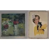 Victor C. Anderson, The Garden, 2 Unstretched Oils on Canvas