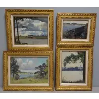 Victor C. Anderson, Bright Sky in August, 4 Oil on Board Summer Landscapes
