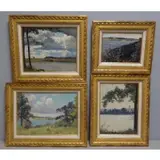 Victor C. Anderson, Bright Sky in August, 4 Oil on Board Summer Landscapes
