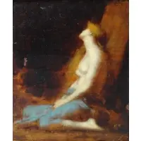 Jean-Jacques Henner, Magdeleine, Oil on Panel "Magdeleine" Initialed 'JJH' lower left