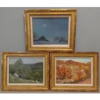 Victor C. Anderson, Eclipse of the Sun, 3 Oil on Board Landscapes
