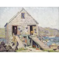 Henry Bill Selden, The Fish House, Oil on Board "The Fish House" Signed lower right