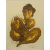 Chaim Gross, 50 lower right. Chaim Gross, Austrian-American, 1904 - 1991. From a Manhattan, NY estate. Dimensions: Sight - 14.5