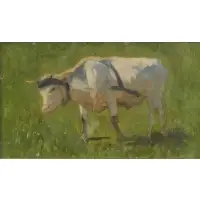 Adolf Ernst Meisser, Untitled, Oil on Board of a Cow