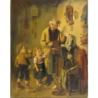G. L Cameron, The Old Music Box., Oil on Canvas "The Old Music Box." Signed lower left