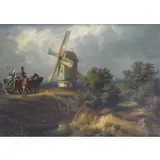 Julius C Ibbetson, The Mill., Condition: Oil on canvas laid on board or panel, board is then backed with linen