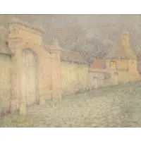 Henri Le Sidaner, Le Vieux Portail., Colored Pencil and Pastel "Le Vieux Portail." Signed lower right
