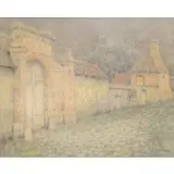 Henri Le Sidaner, Le Vieux Portail., Colored Pencil and Pastel "Le Vieux Portail." Signed lower right