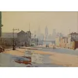 Ted Kautzsky, View of Manhattan From Brooklyn, Watercolor