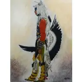 Kevin Red Star, Tuba City Traditional Dancer Resting at Crow Fair Pow Wow.