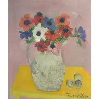 Pat Miller, Pat Miller, American, New York, ?-c.2008, Oil on Canvas Still Life with Bouquet of Flowers