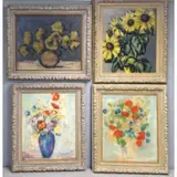 Evelyn Metzger, Untitled, Four Oil on Masonite Still Lifes