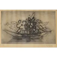 George Braque, Corbeille de Fleurs., Etching "Corbeille de Fleurs." Pencil signed lower right and numbered 13/20 lower left