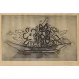 George Braque, Corbeille de Fleurs., Etching "Corbeille de Fleurs." Pencil signed lower right and numbered 13/20 lower left