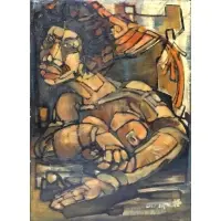 Lloyd McNeill, Lloyd G. McNeill, African American, b, Oil on Canvas of a Modernist Nude