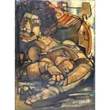 Lloyd McNeill, Lloyd G. McNeill, African American, b, Oil on Canvas of a Modernist Nude