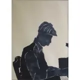 Lloyd McNeill, Lloyd G. McNeill, African American, b, Ink Wash Silhouette of a Pianist