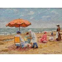 Camille Lesné, Le Petit Patissier., Oil on Board "Le Petit Patissier." Signed lower right