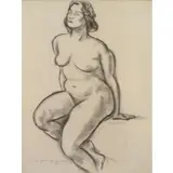 Eugene Speicher, to my dear friend Carl Eric Lindin / 1922., 1922 Charcoal & Ink Wash of a Female Nude