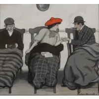 Peter Newell, Ocean Intimacies, Gouache Illustration of Figures Aboard an Ocean Liner