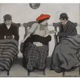 Peter Newell, Ocean Intimacies, Gouache Illustration of Figures Aboard an Ocean Liner