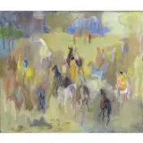 Alice Valenstein, Alice Sternberg Valenstein, American -active in New York, 1904 - 2002, Oil on Canvas of Figures on Horseback