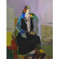 Itzchak Tarkay, Itzchak Tarkay, Serbian/Israeli, 1935 - 2012, Oil on Canvas of a Seated Woman