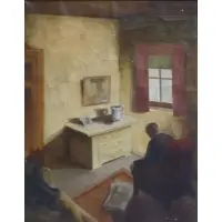 Harold Black, Furnished Room., Oil on Canvas "Furnished Room." Signed and titled on stretcher verso