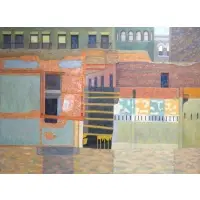 Lucy C Eliot, Lucy Carter Eliot, American - New York, 1913 - 2010, Oil on Canvas of Building Facades