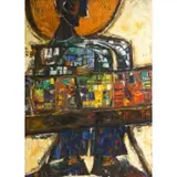 Ramón Oviedo, Ramon Oviedo, Dominican, b, Modernist Oil on Canvas of a Musician