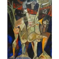 Ramón Oviedo, Mujeres Embrujados., Oil on Canvas "Mujeres Embrujados." Signed lower left