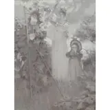 Frank V. Dumond, En Grisaille, Oil on Canvas of Mother with Children in Landscape