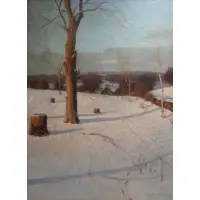 In Glow and Shadow Wrapt. by Svend Rasmussen Svendsen, Oil on Masonite "In Glow and Shadow Wrapt." Signed and dated 1899 lower right, sold Sep 2013