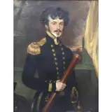 William Derby, Old label with identifying inscription on original frame, 19th Century Oil/Canvas Portrait of Lieutenant Richardson, Bombay Marine