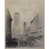 John Taylor Arms, West 42nd Street., Etching "West 42nd Street." Pencil signed and dated 1920 lower left