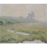 John Wells James, Lifting Fog, 1918 Oil on Board "Lifting Fog" Signed and dated lower left