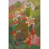 William Schumacher, William Emile Schumacher, American, 1870 - 1931, 1916 Oil/Canvas Still Life Lillies