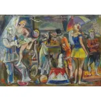 Maurice Becker, Busy Circus., Oil on Canvas "Busy Circus." Signed and dated upper left, initialed lower left