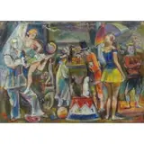 Maurice Becker, Busy Circus., Oil on Canvas "Busy Circus." Signed and dated upper left, initialed lower left