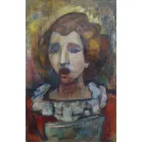 Maurice Becker, One of a Chorus., Oil on Canvas "One of a Chorus." Signed and dated 1938 upper left