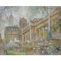 Kamil Kubík, Kamil Kubik, Czechoslovakian - active in New York, b, Pastel of the New York Public Library