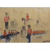 Arbit Blatas, Arbit Blatas, Lithuanian- American, 1908 - 1999, Mixed Media on Stationary of London Guards