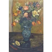 Arbit Blatas, Arbit Blatas, Lithuanian- American, 1908 - 1999, Oil on Canvas Floral Still Life
