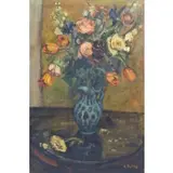 Arbit Blatas, Arbit Blatas, Lithuanian- American, 1908 - 1999, Oil on Canvas Floral Still Life
