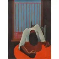Walter Williams, Seated Man with Bowed Head, Oil on Canvas