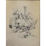 Marguerite Zorach, Untitled, Lithograph of a Harbor Scene with Figures