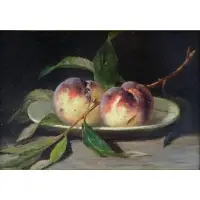 Mary Jane - Attributed Peale, Property of the Barnes Family., Oil on Panel Still Life with Peaches