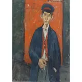 Alex Tschernjawski, Boy with Cigarette., Oil on Canvas "Boy with Cigarette." Signed upper right